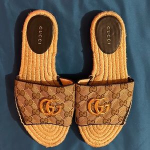 Gucci Matelessé Canvas Espadrille Sandal